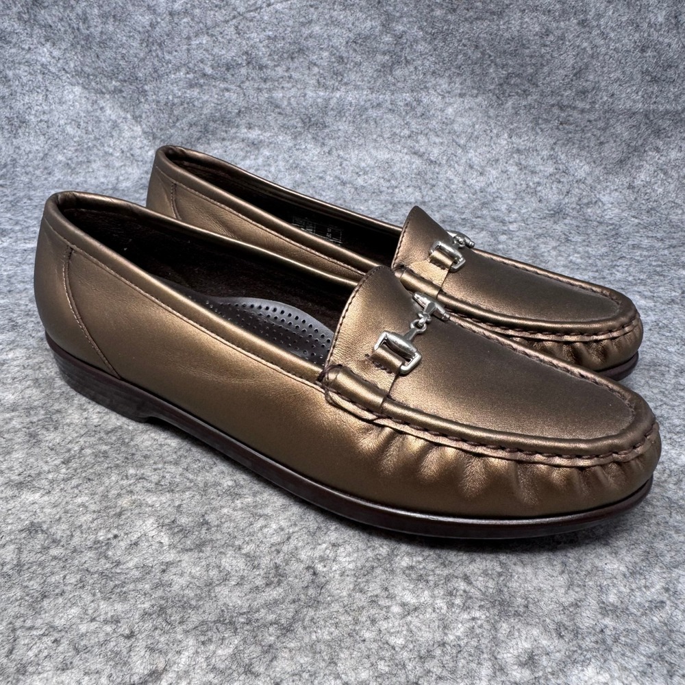 SAS Metro Bronze Leather Loafers Shoes Womens Sz 9 M Horse Bit Comfort